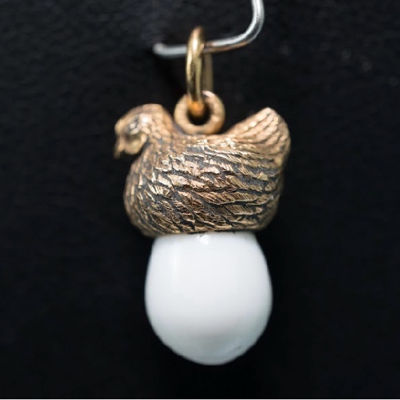 Antique fabrege egg pendent in 14 k gold . - Picture 7 of 7